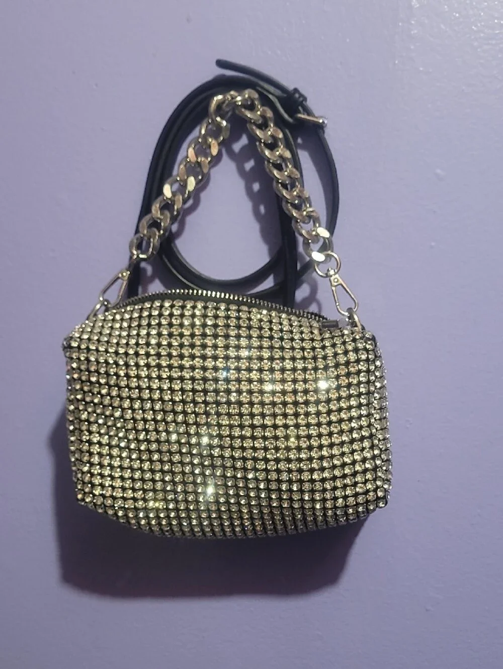 Aldo Silver Crystal Chain Wristlet